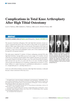 Complications in Total Knee Arthroplasty After High Tibial Osteotomy