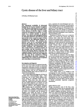 Cystic Disease of the Liver and Biliary Tract Gut: First Published As 10.1136/Gut.32.Suppl.S116 on 1 September 1991