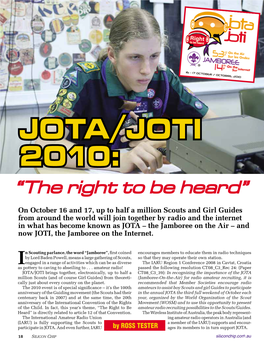 JOTA/JOTI 2010: “The Right to Be Heard”
