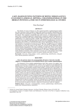 Genus Culicoides Latreille- Diptera: Ceratopogonidae) in the Iberian Peninsula, for Use in Epidemiological Studies