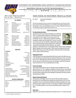 UNI PANTHERS Fax (319-273-3602) 2011 UNI TRACK & FIELD THIS WEEK in PANTHER TRACK & FIELD Jan