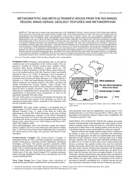 Metakomatiitic and Meta-Ultramafic Rocks from the Rio Manso Region, Minas Gerais: Geology Textures and Metamorphism