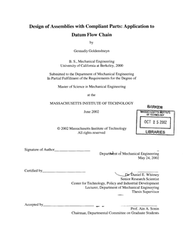 Design of Assemblies with Compliant Parts: Application to Datum Flow Chain By