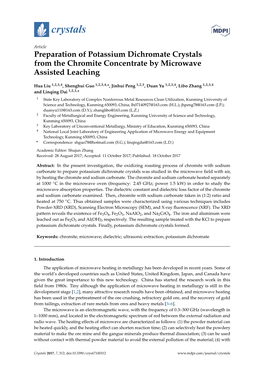 Preparation of Potassium Dichromate Crystals from the Chromite Concentrate by Microwave Assisted Leaching
