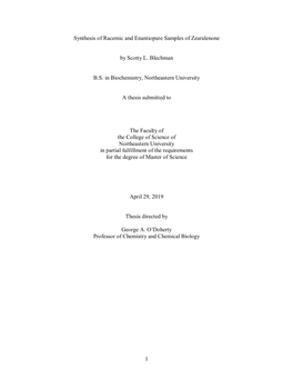 Synthesis of Racemic and Enantiopure Samples of Zearalenone