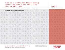 Public Law 94-171) Summary File 2000 Issued March 2005 2000 Census of Population and Housing PL/00-6 (RV)