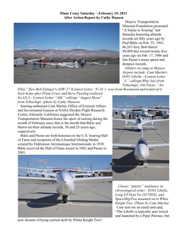 Plane Crazy Saturday – February 19, 2011 After Action Report by Cathy