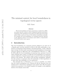 The Minimal Context for Local Boundedness in Topological Vector