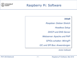 Raspberry Pi: Software