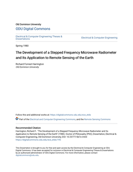 The Development of a Stepped Frequency Microwave Radiometer and Its Application to Remote Sensing of the Earth