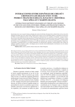 Interacciones Entre Españoles De Chiloé Y Chonos En Los Siglos Xvii Y Xviii: Pedro Y Francisco Delco, Ignacio Y Cristóbal