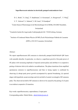 1 Superfluorescent Emission in Electrically Pumped Semiconductor