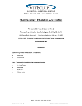 Pharmacology: Inhalation Anesthetics