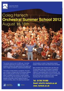 Coleg Harlech Orchestral Summer School 2012 August 11-18Th