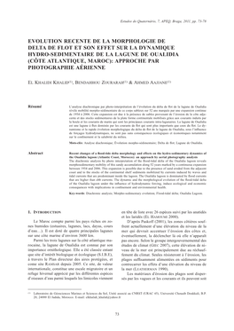 Evolution Recente De La Morphologie De Delta De Flot Et