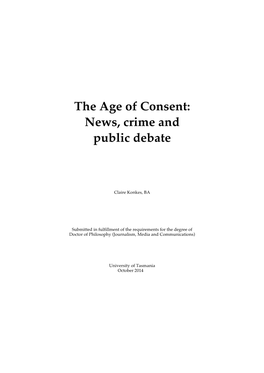 The Age of Consent: News, Crime and Public Debate