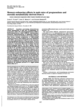 Memory-Enhancing Effects in Male Mice of Pregnenolone and Steroids