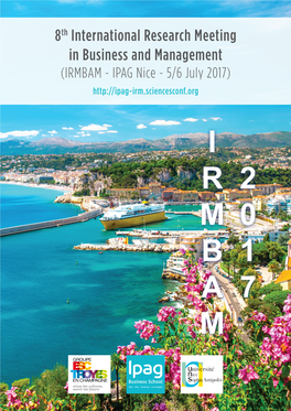 8Th International Research Meeting in Business and Management (IRMBAM - IPAG Nice - 5/6 July 2017) Welcoming Note