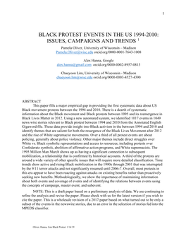Black Protest Events in the Us 1994-2010