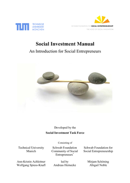 Social Investment Manual an Introduction for Social Entrepreneurs