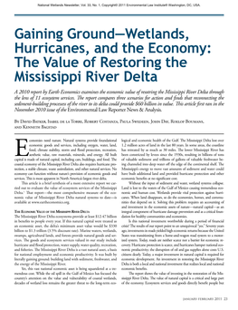 The Value of Restoring the Mississippi River Delta