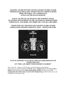 “Fight for You” from Warner Bros. Pictures' Acclai