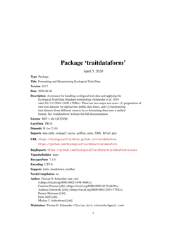 Package 'Traitdataform'