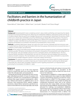 Facilitators and Barriers in the Humanization of Childbirth Practice in Japan