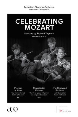 CELEBRATING MOZART Directed by Richard Tognetti SEPTEMBER 2019