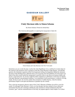 GAGOSIAN GALLERY Cindy Sherman Talks to Simon Schama