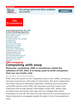 DNA Computing: Computing with Soup | the Economist