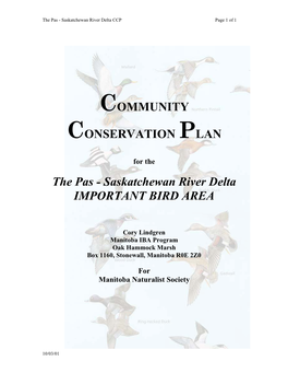 COMMUNITY CONSERVATION PLAN The