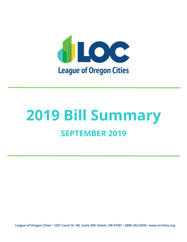 The 2019 Legislative Bill Summary