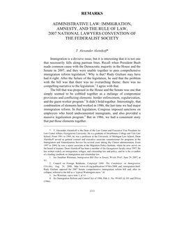 Immigration, Amnesty, and the Rule of Law, 2007 National Lawyers Convention of the Federalist Society