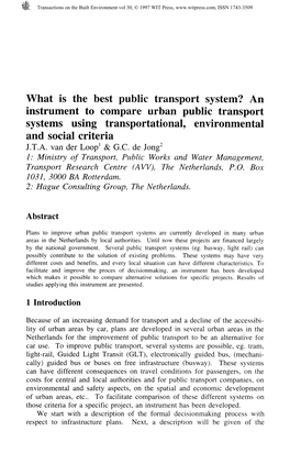 An Instrument to Compare Urban Public Transport Systems Using Transportational, Environmental and Social Criteria