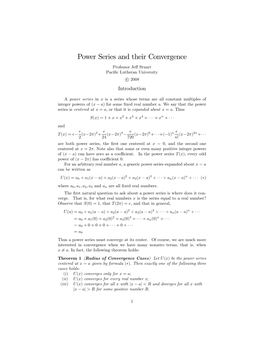 Power Series and Their Convergence