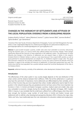 Changes in the Hierarchy of Settlements and Attitude of the Local Population: Evidence from a Developing Region