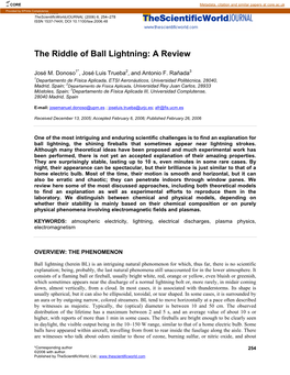 The Riddle of Ball Lightning: a Review