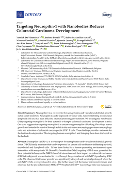 Targeting Neuropilin-1 with Nanobodies Reduces Colorectal Carcinoma Development