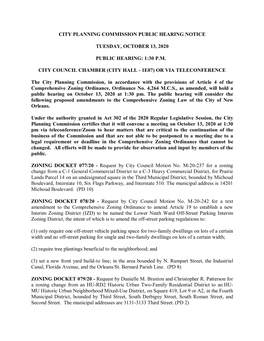 City Planning Commission Public Hearing Notice