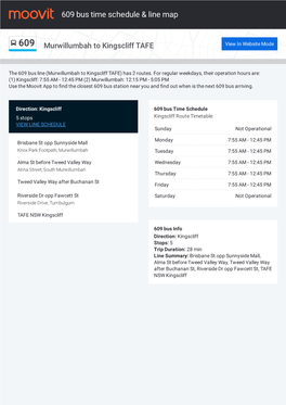 609 Bus Time Schedule & Line Route