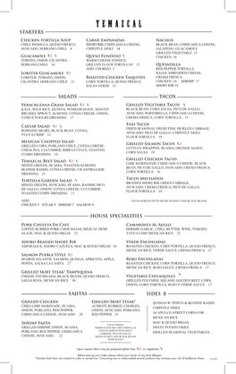 Temazcal Tempcovid Menu