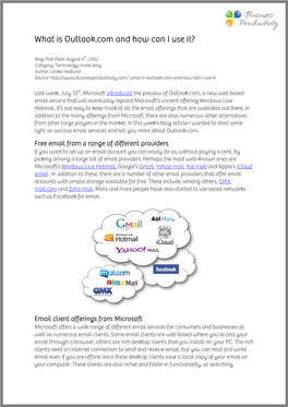 What Is Outlook What Is Outlook.Com and How Can I Use