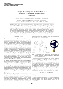 Design, Modeling and Stabilization of a Moment Exchange Based Inverted Pendulum