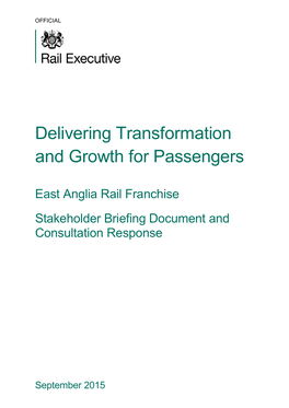 East Anglia Rail Franchise: Stakeholder Briefing Document and Consultation