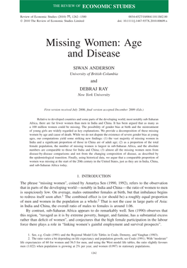 Missing Women: Age and Disease