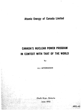 Atomic Energy of Canada Limited CANADA's NUCLEAR POWER