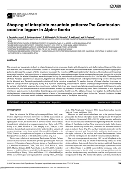 RESEARCH Shaping of Intraplate Mountain Patterns: the Cantabrian Orocline Legacy in Alpine Iberia