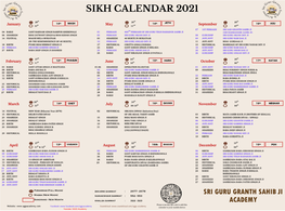 Sikh Calendar 2021