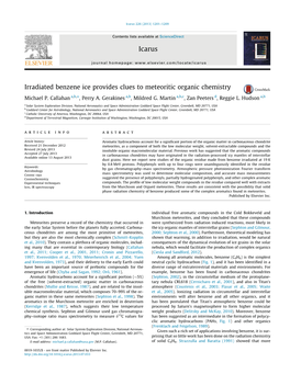 Irradiated Benzene Ice Provides Clues to Meteoritic Organic Chemistry ⇑ Michael P